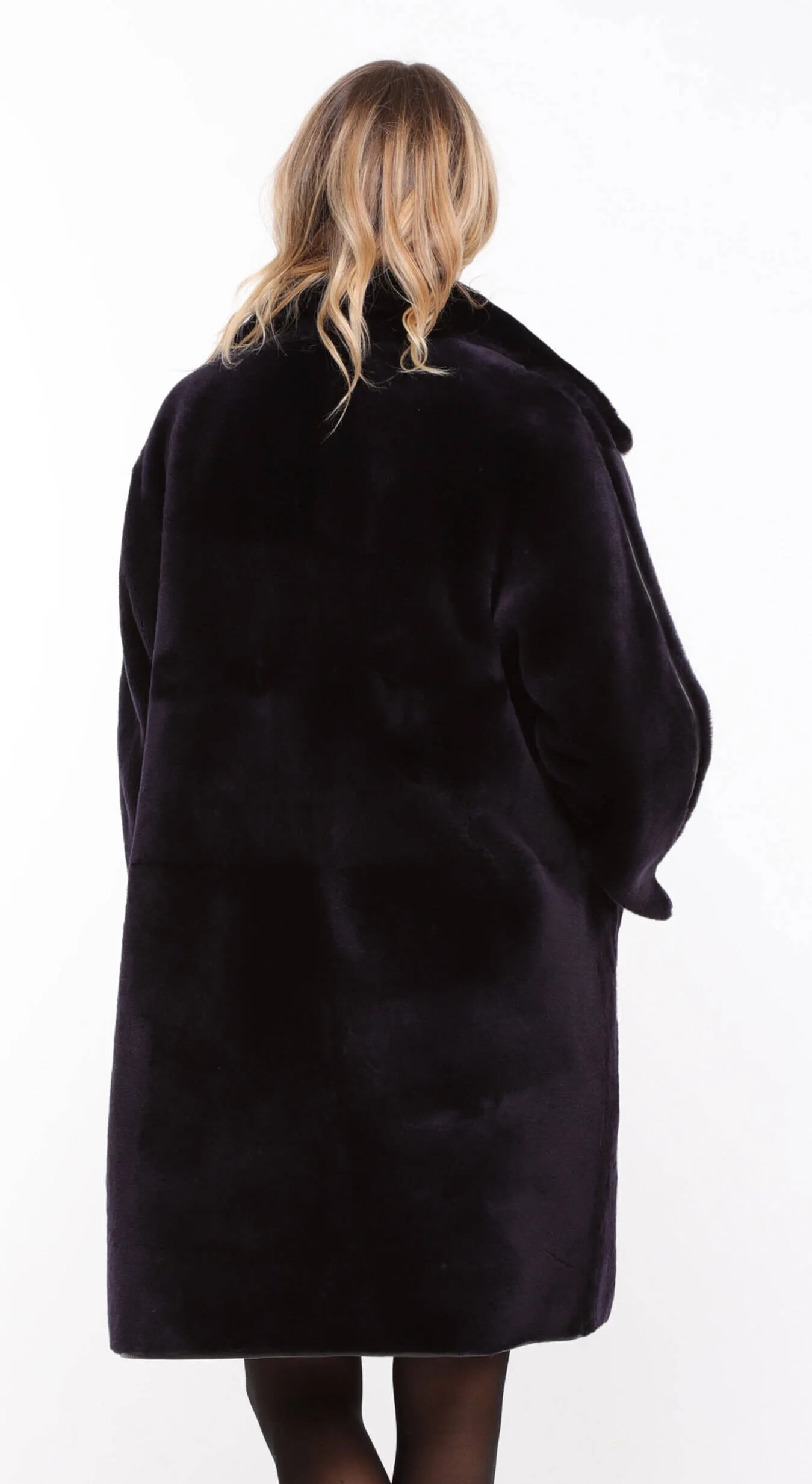 Reversible Navy Gold Gaby Sheepskin Coat