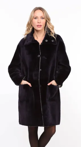 Reversible Navy Gold Gaby Sheepskin Coat