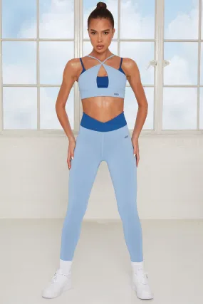 Blue Petite Wrap Leggings with V Waist for Reviving Energy