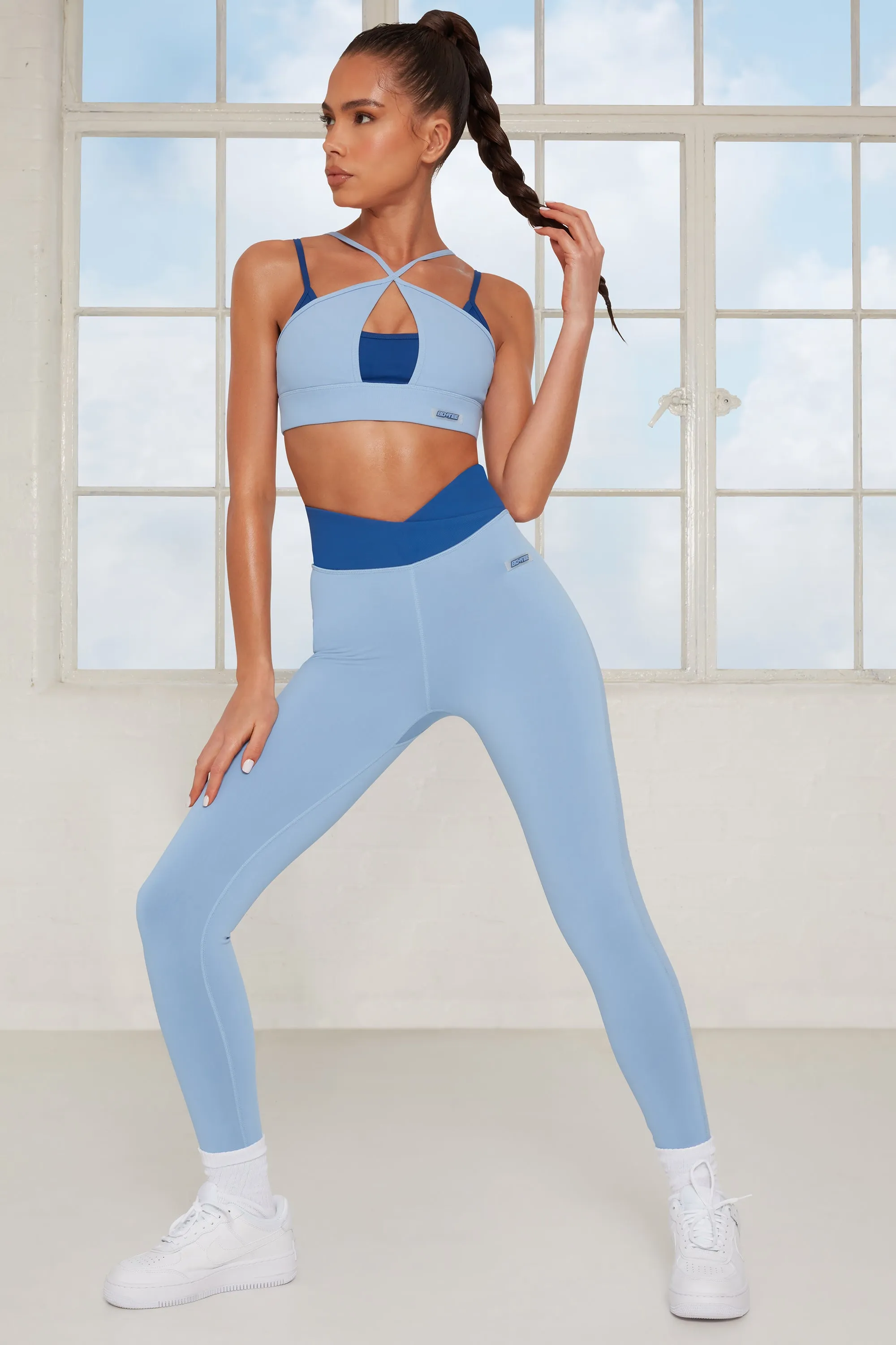 Blue Petite Wrap Leggings with V Waist for Reviving Energy