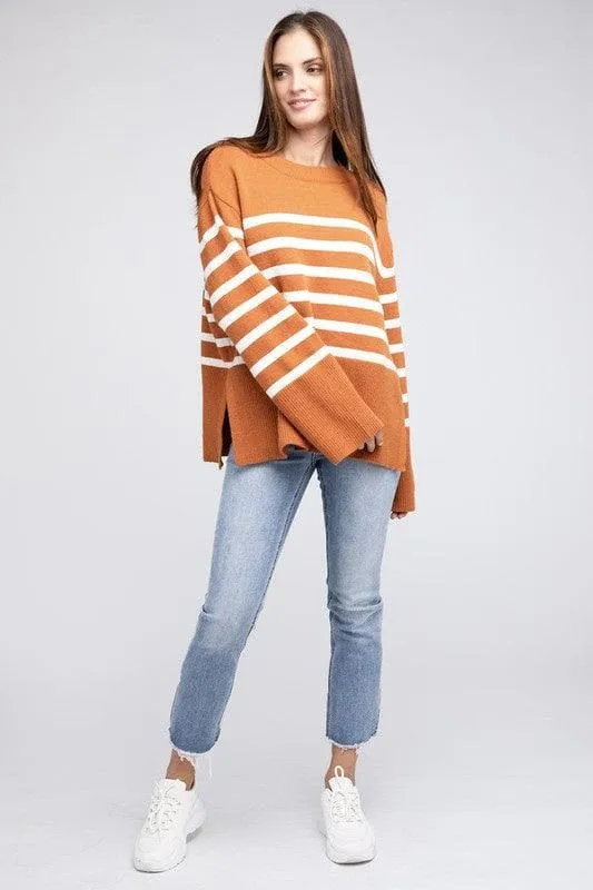 Ribbed Hem Stripe Sweater - BiBi Callie