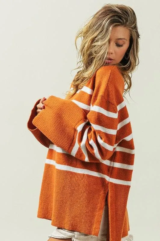 Ribbed Hem Stripe Sweater - BiBi Callie