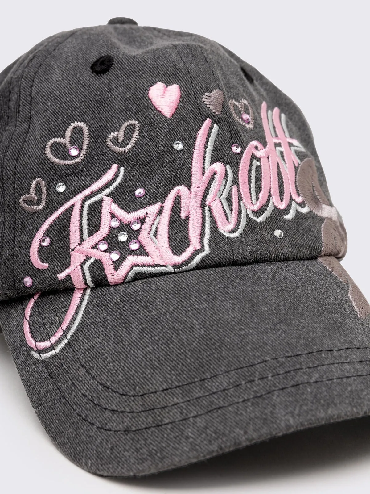 Sparkly Heart Crystal Embellished Baseball Hat