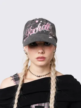 Sparkly Heart Crystal Embellished Baseball Hat