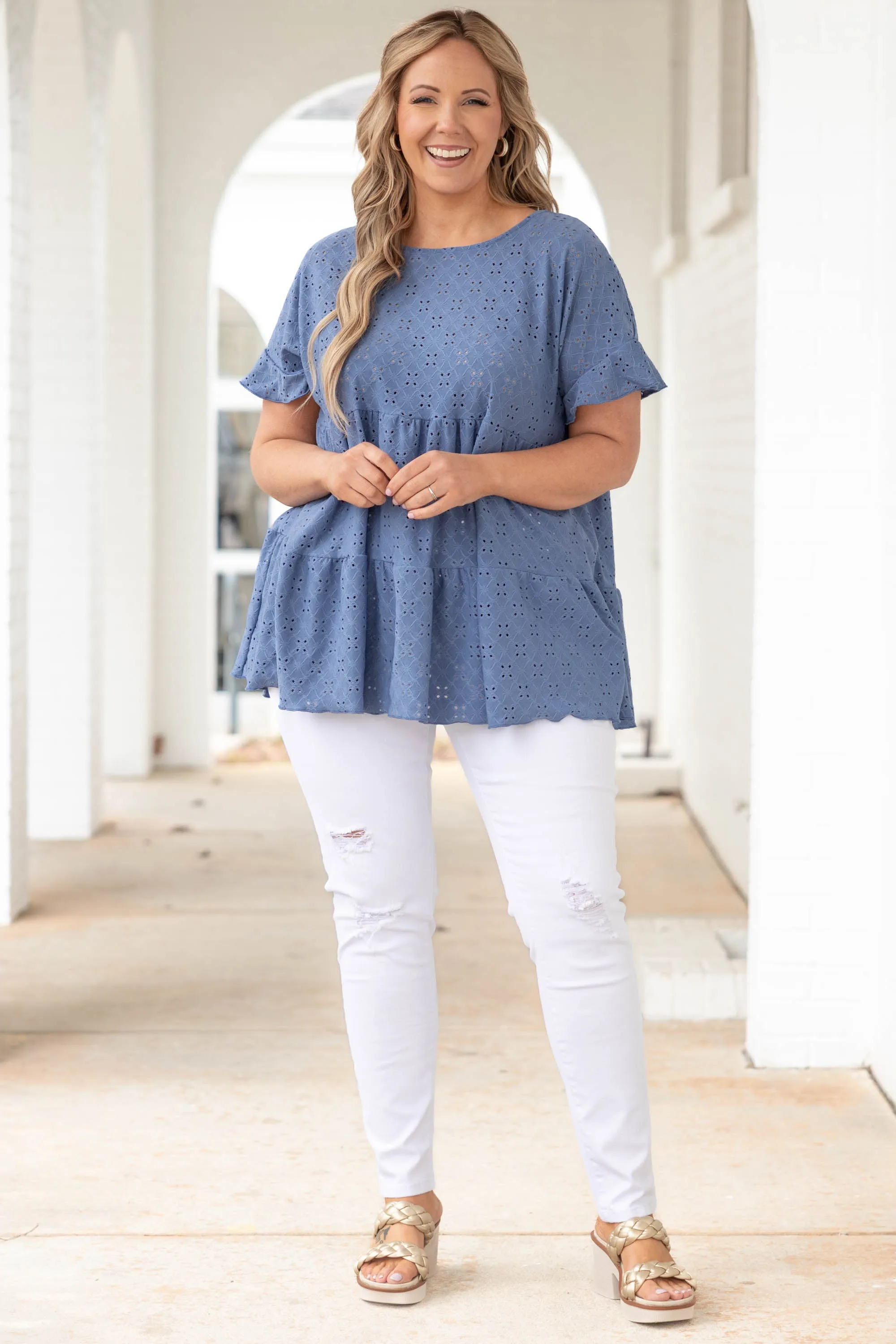 Denim Top with Cool Vibes