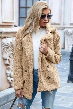 Sophia Sherpa Coat with Lapel Collar 