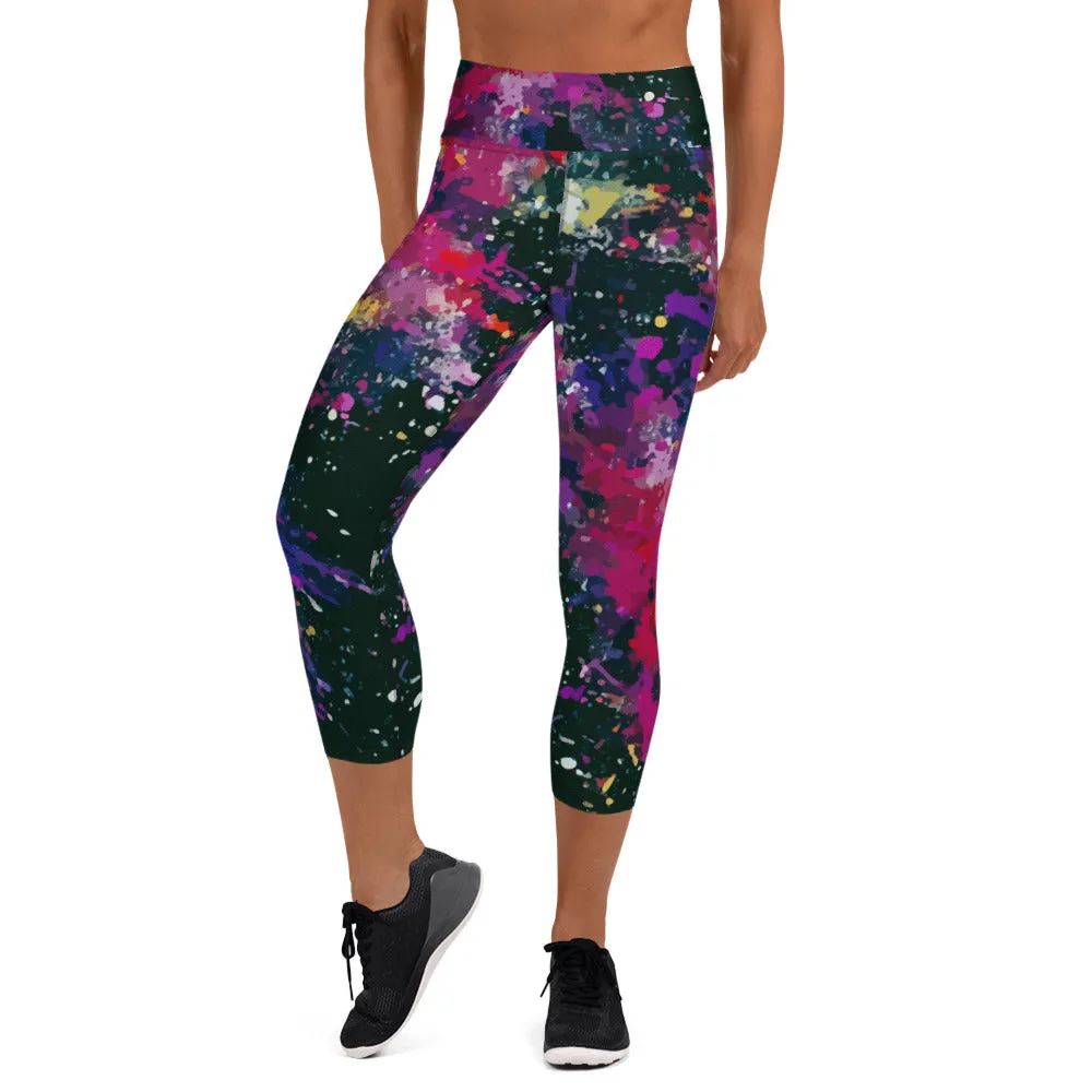 Splatter print yoga capri leggings