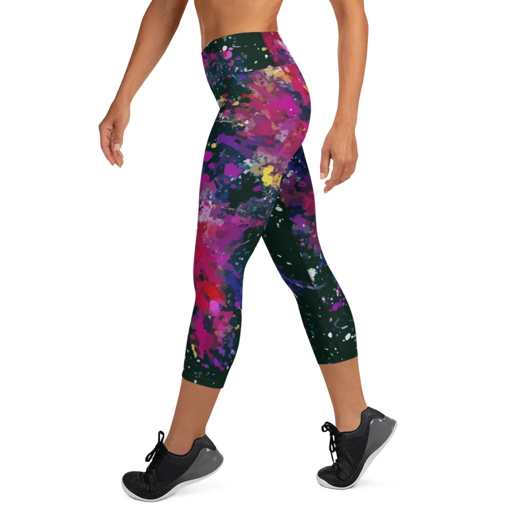 Splatter print yoga capri leggings