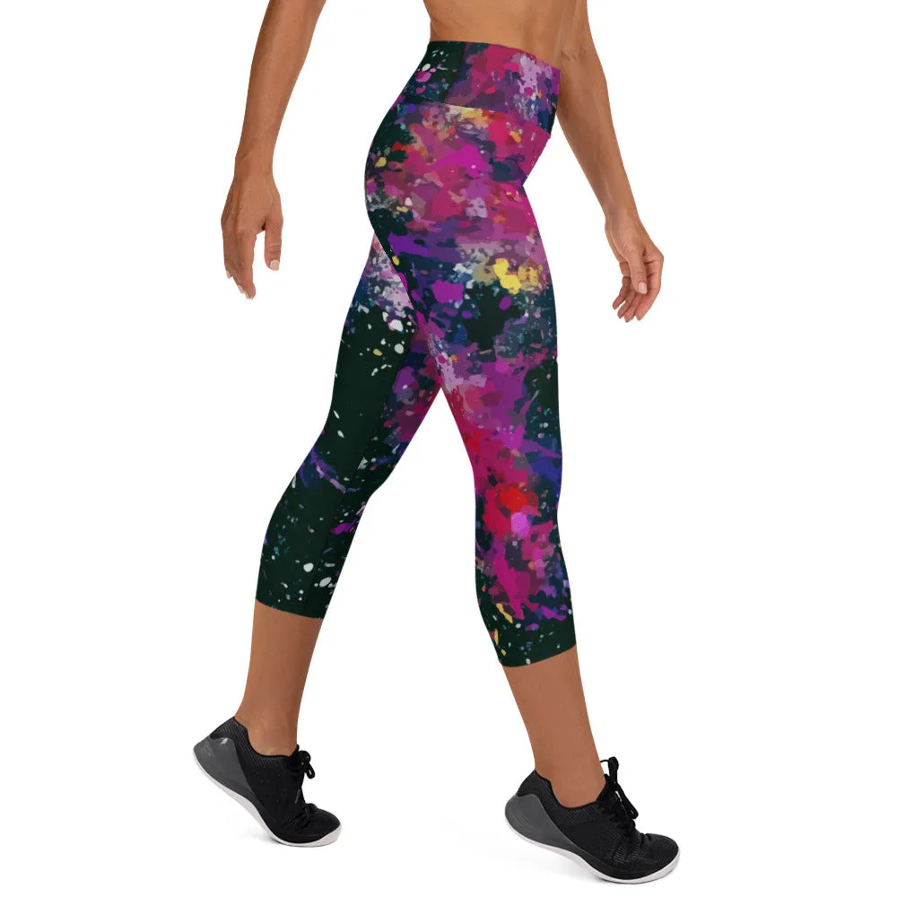 Splatter print yoga capri leggings