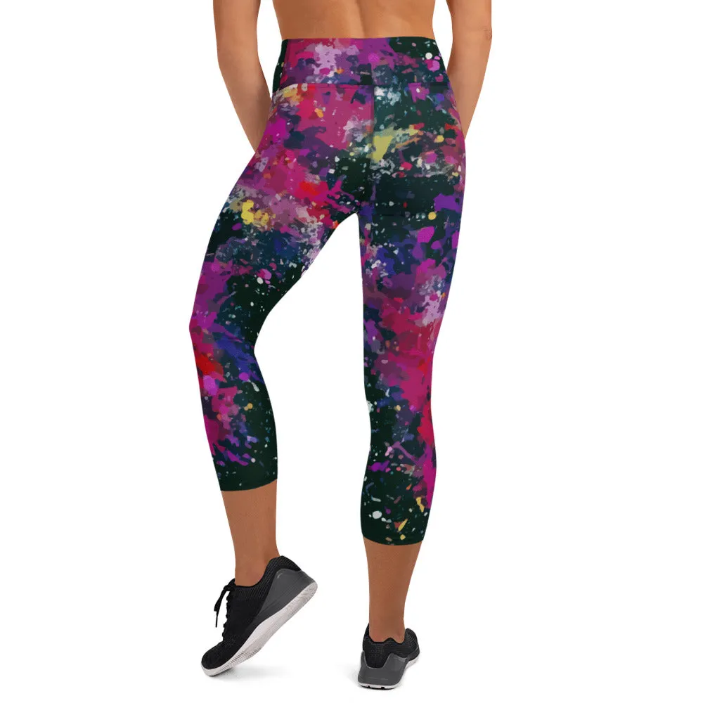 Splatter print yoga capri leggings