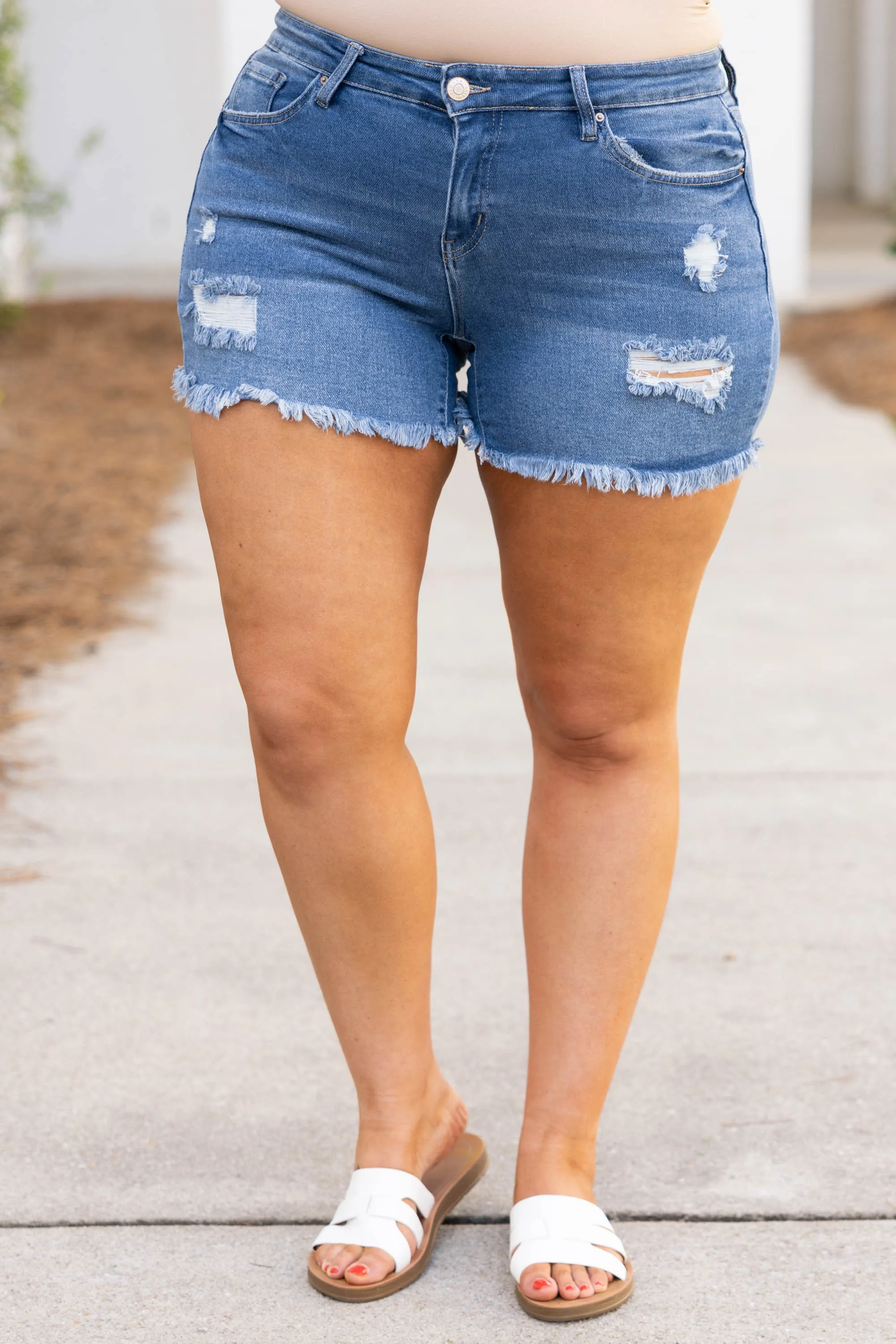 Summer Vibes Denim Shorts, Denim Blue