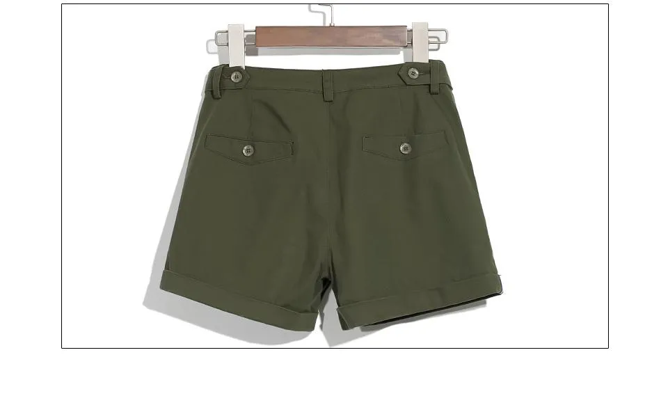 Summer Women's Military Style Cotton Mini Shorts