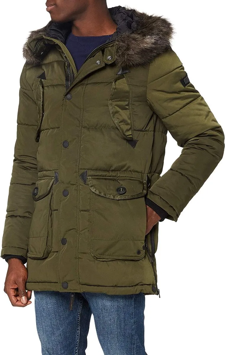 Khaki Superdry Long Padded Jacket at Chinook Store