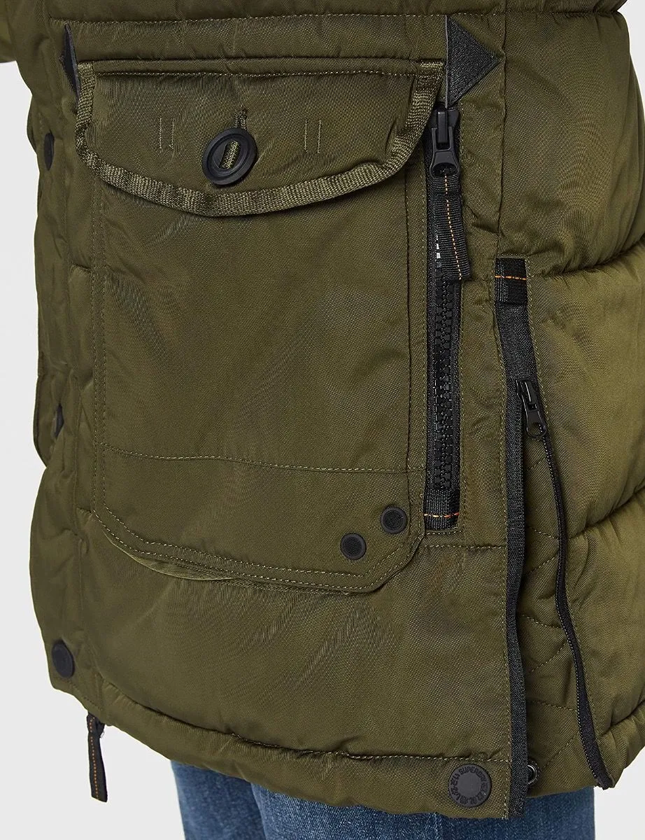 Khaki Superdry Long Padded Jacket at Chinook Store