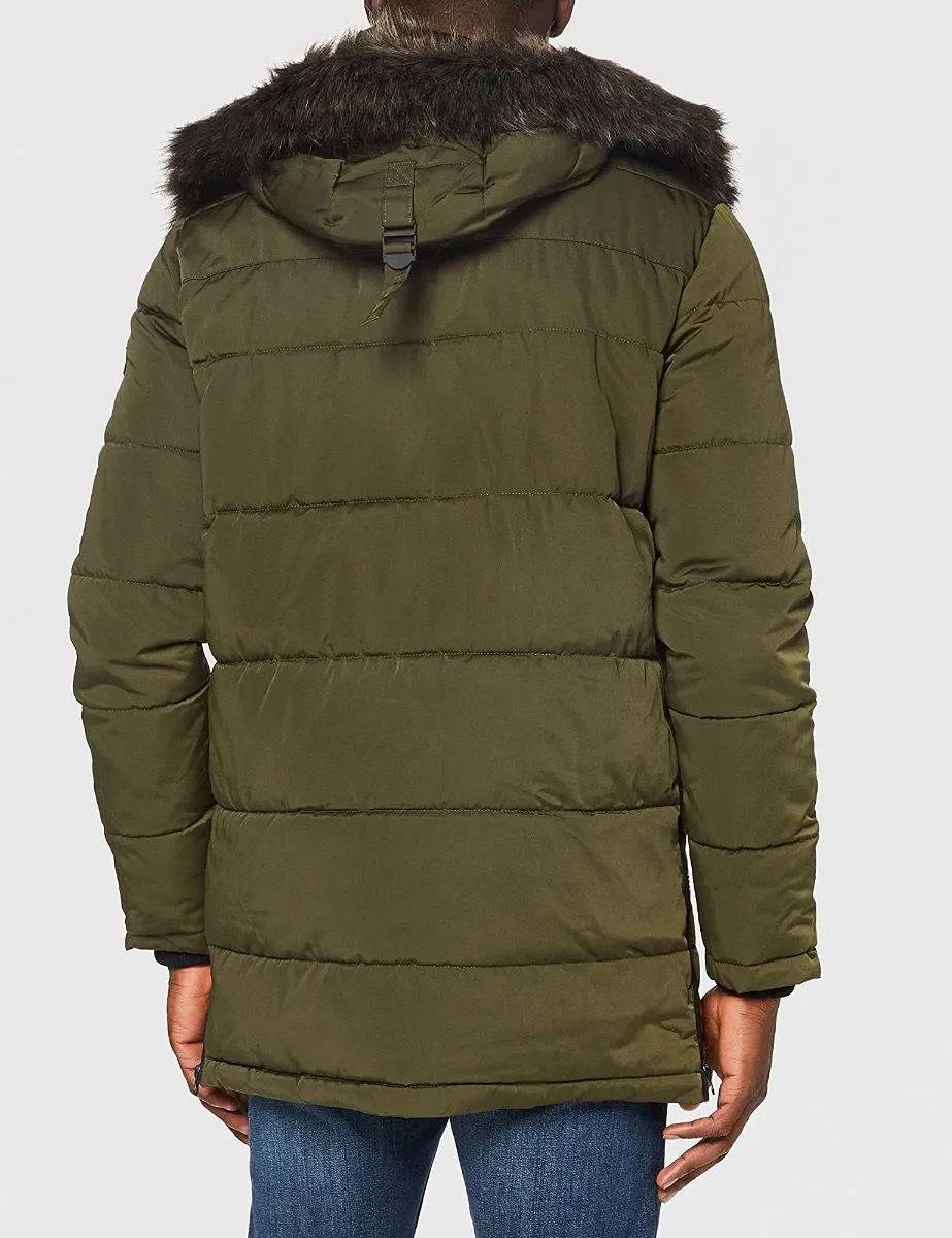 Khaki Superdry Long Padded Jacket at Chinook Store