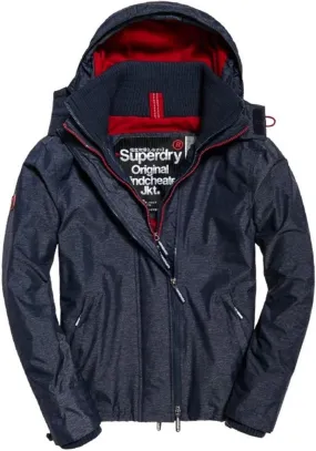 Indigo Marl/Deep Red Superdry Pop Zip Hooded Arctic Windcheater Jacket