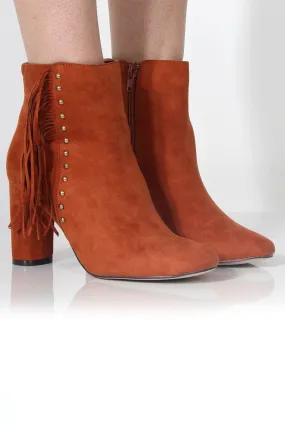 Tan Suede Tassel Boots by Rosaleen