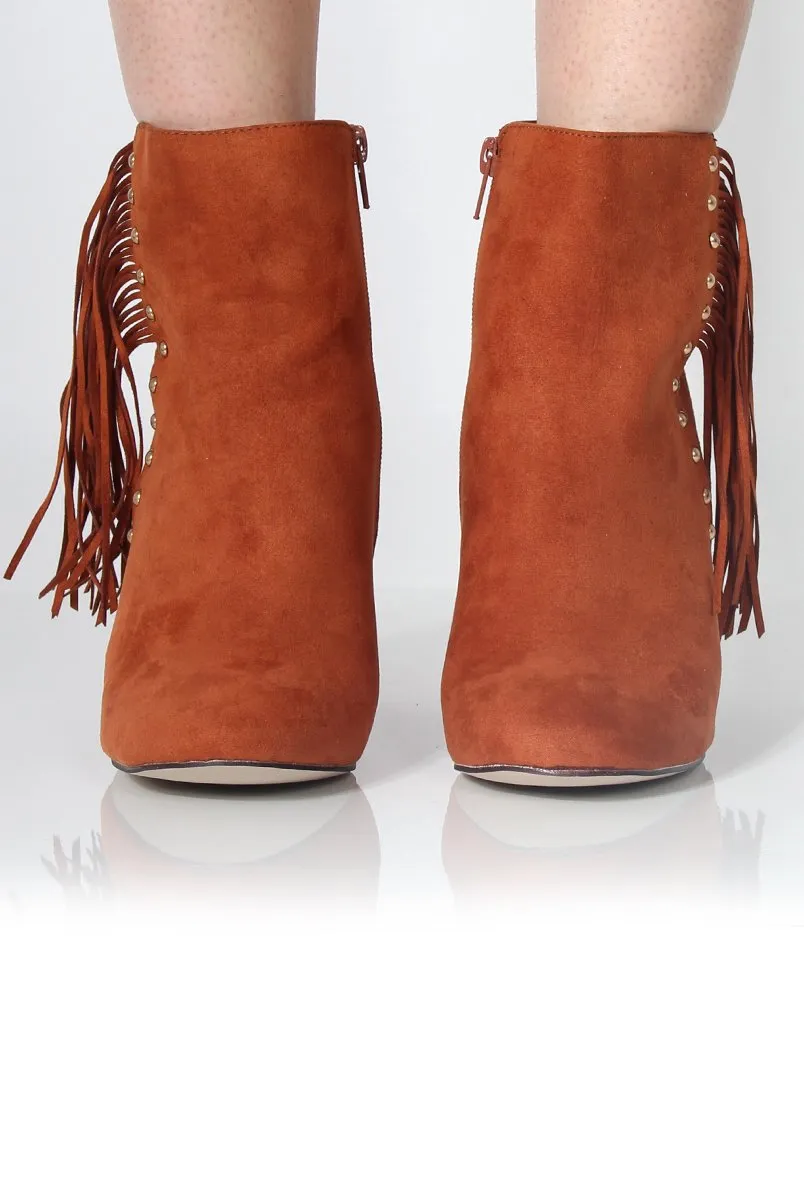 Tan Suede Tassel Boots by Rosaleen