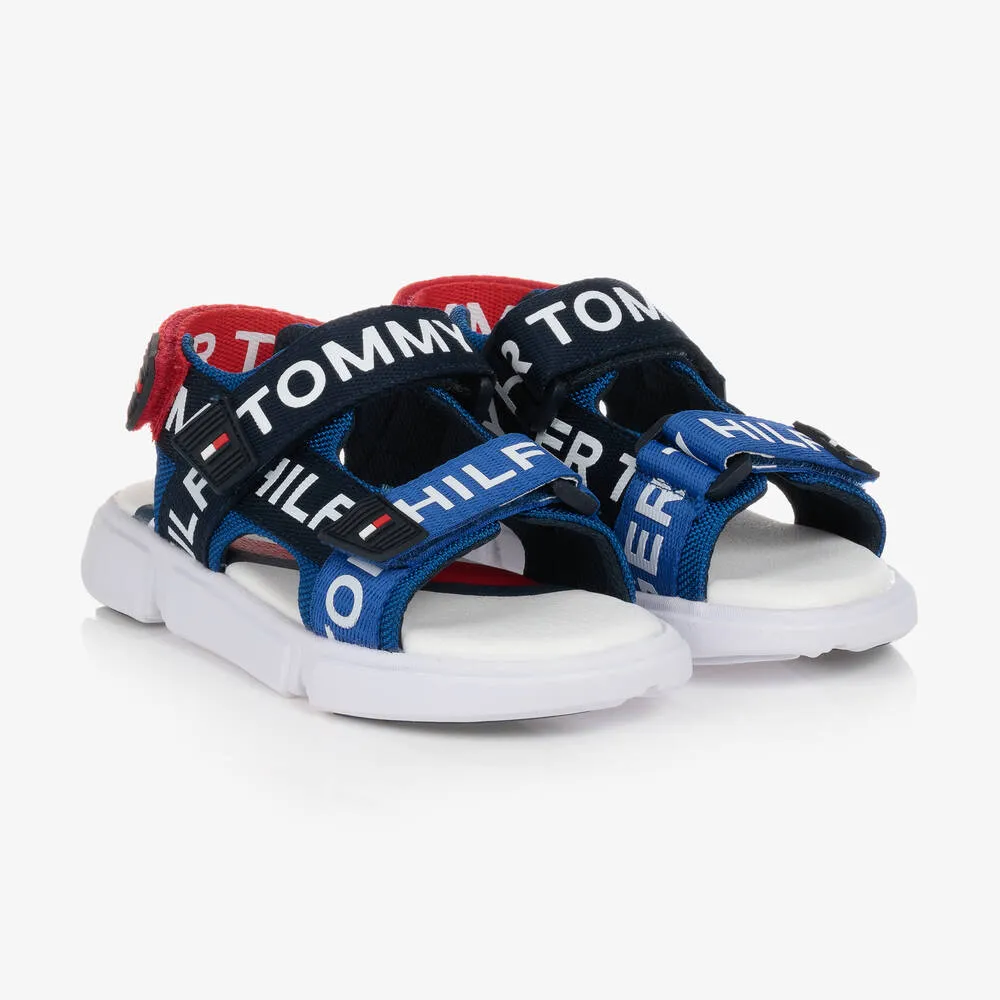 Teen Blue and Red Logo Sandals for Teens