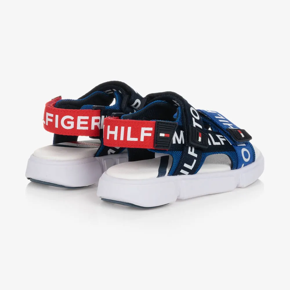 Teen Blue and Red Logo Sandals for Teens