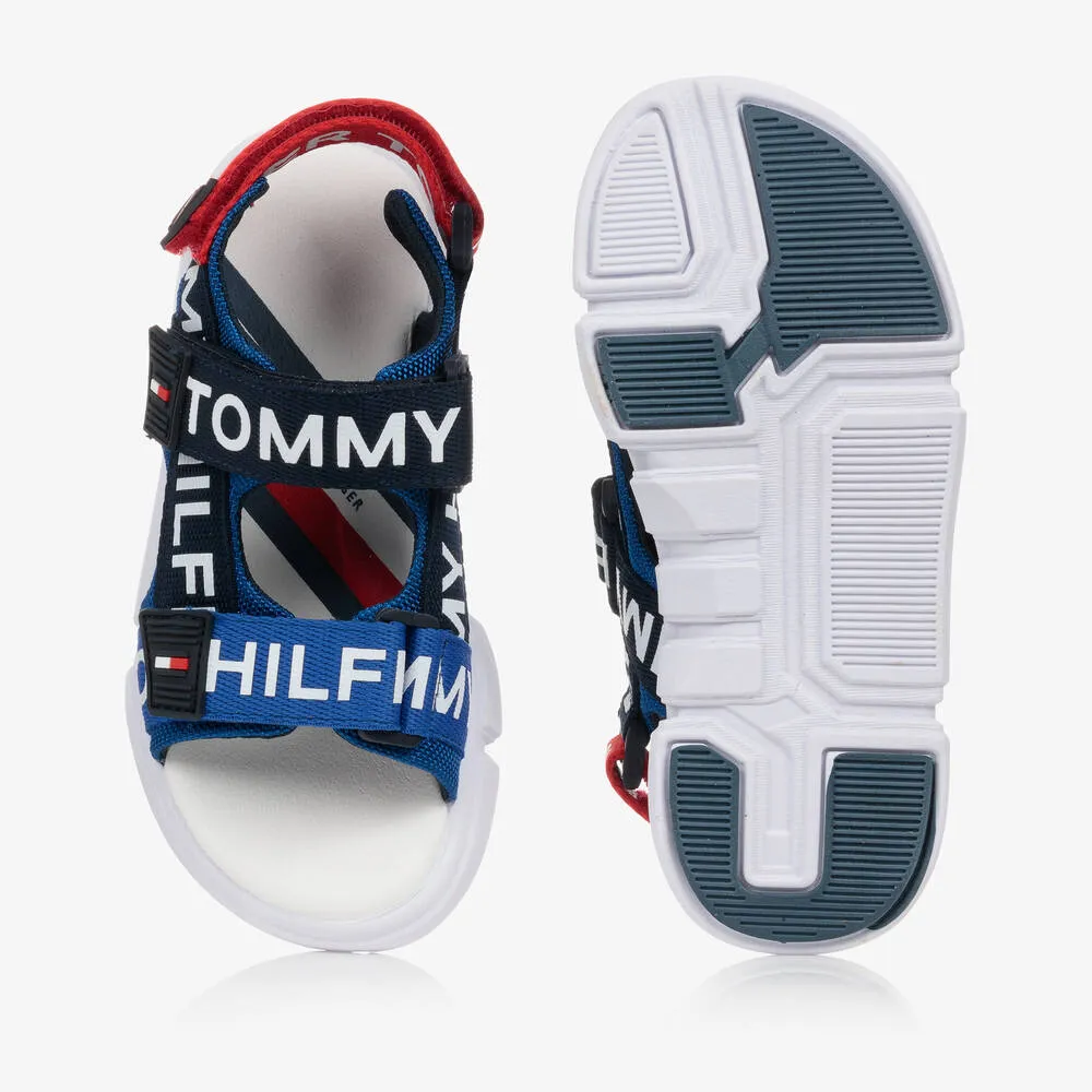 Teen Blue and Red Logo Sandals for Teens