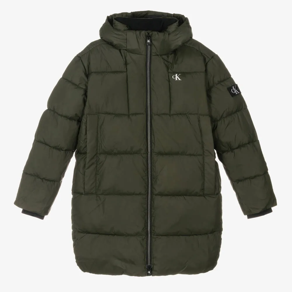 Teenage Boys Green Puffer Jacket