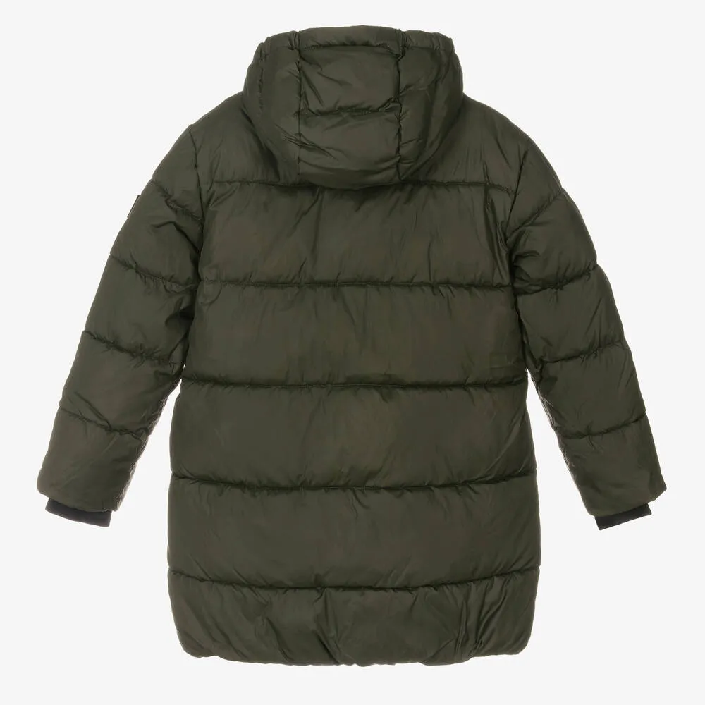 Teenage Boys Green Puffer Jacket