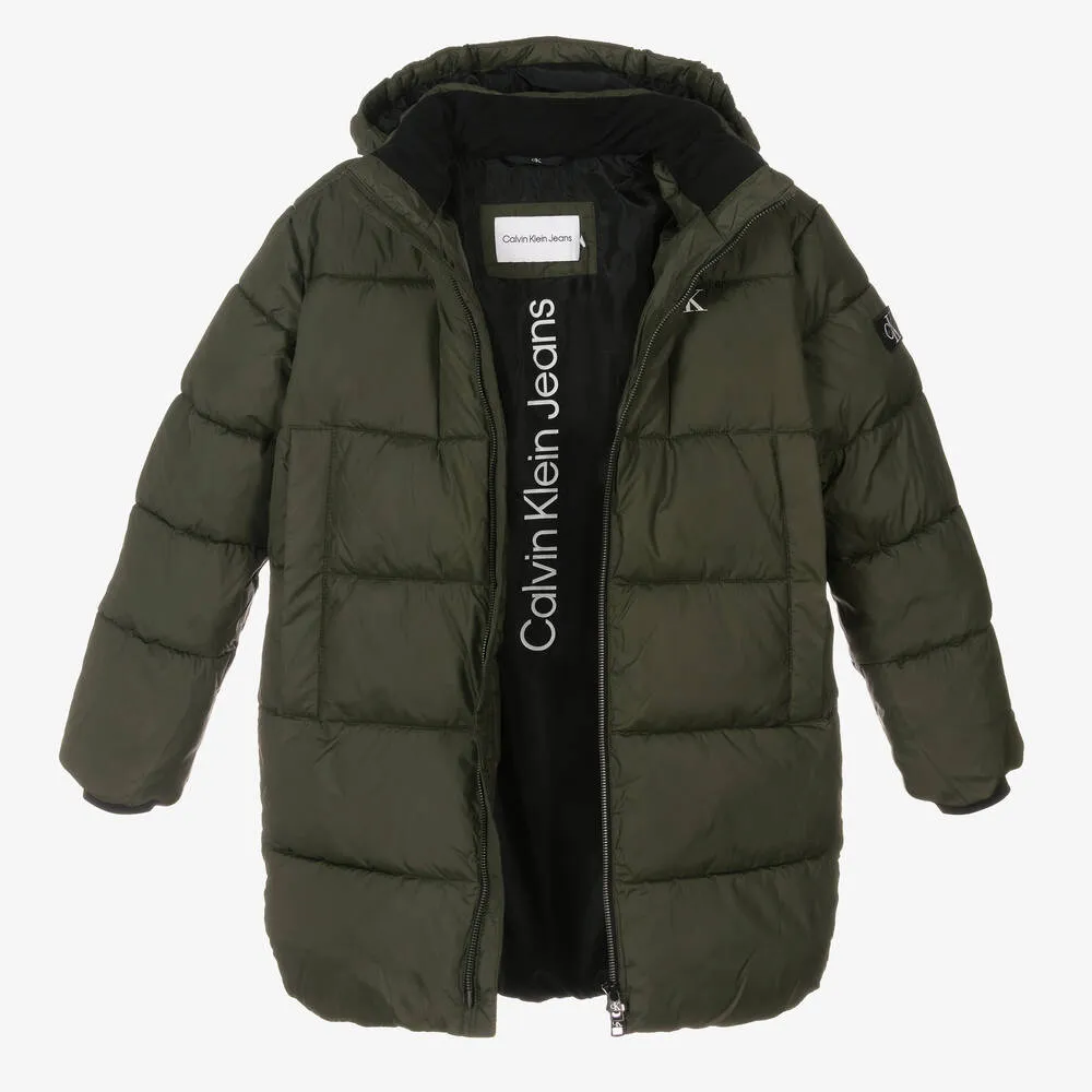 Teenage Boys Green Puffer Jacket