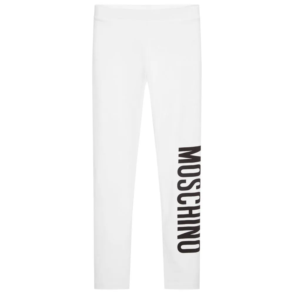 White Logo Leggings for Teens