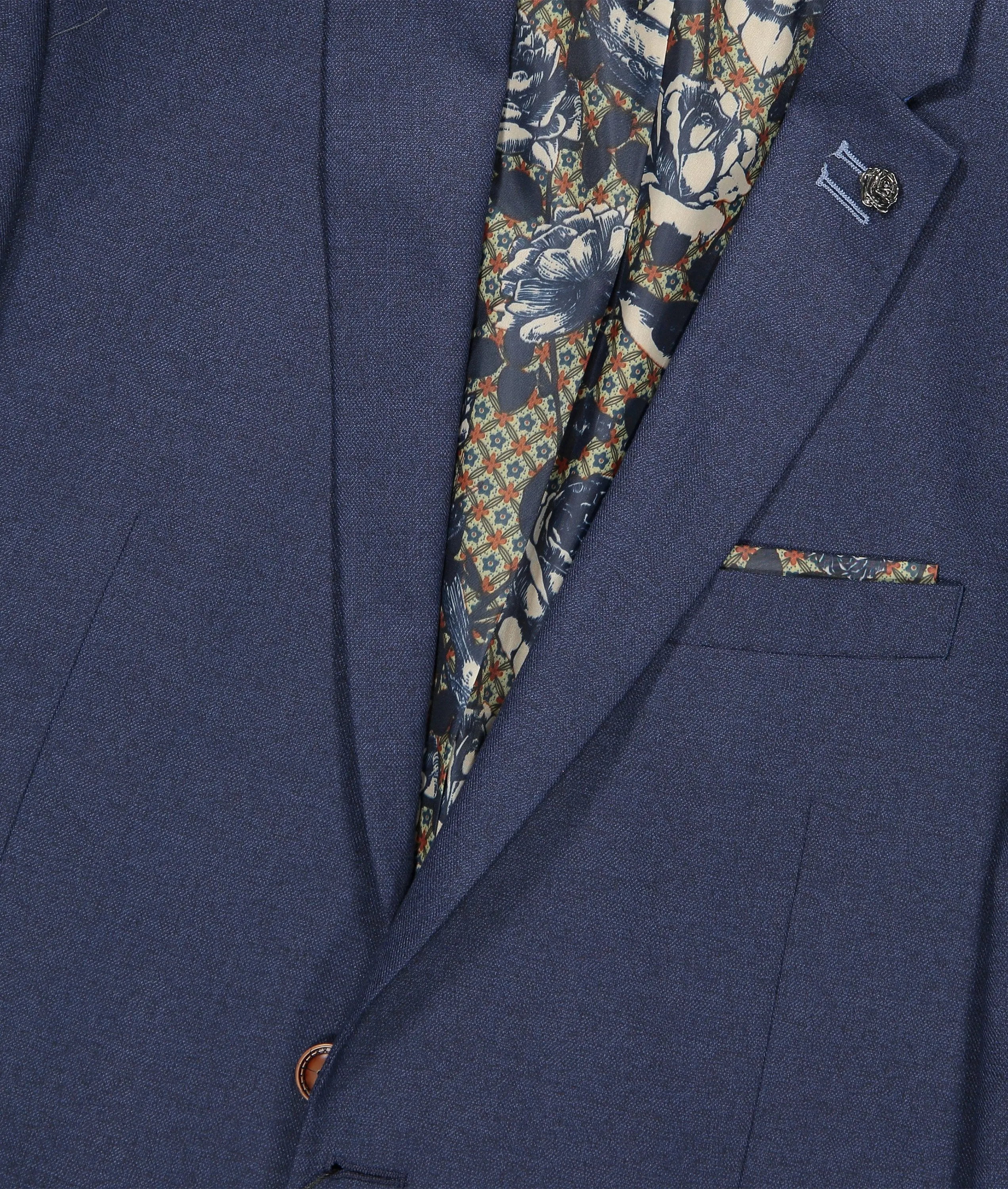 Navy Blue Textured Suit