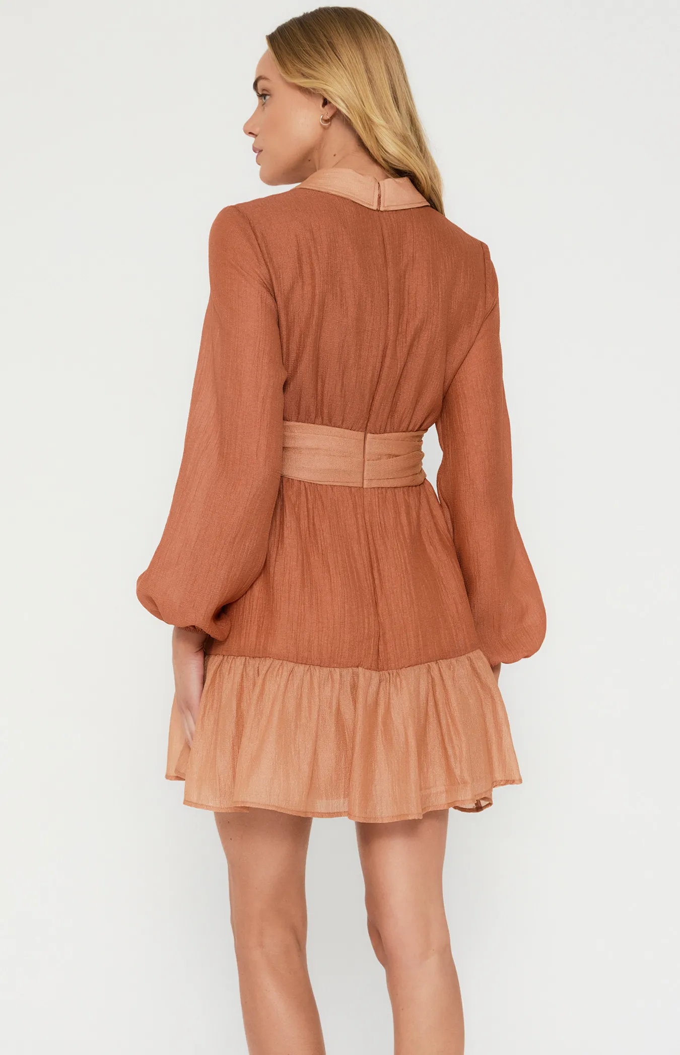 Textured Shirt Dress with Contrast Panel Details