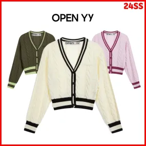 Open Product Casual Street Style Logo Cardigans