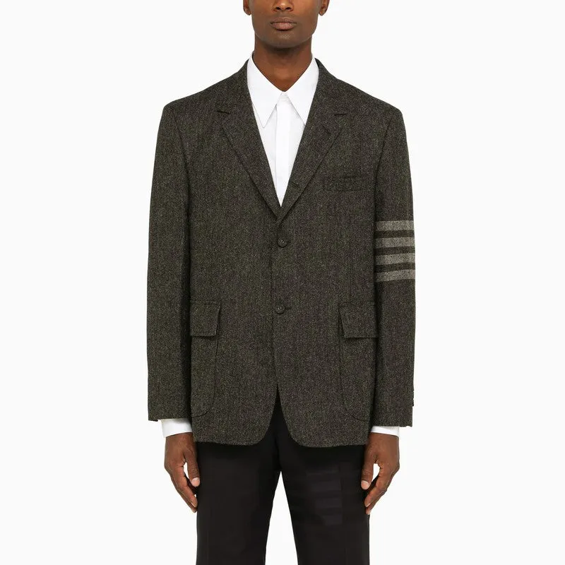 THOM BROWNE Men's Dark Gray Wool Single-Breasted Jacket