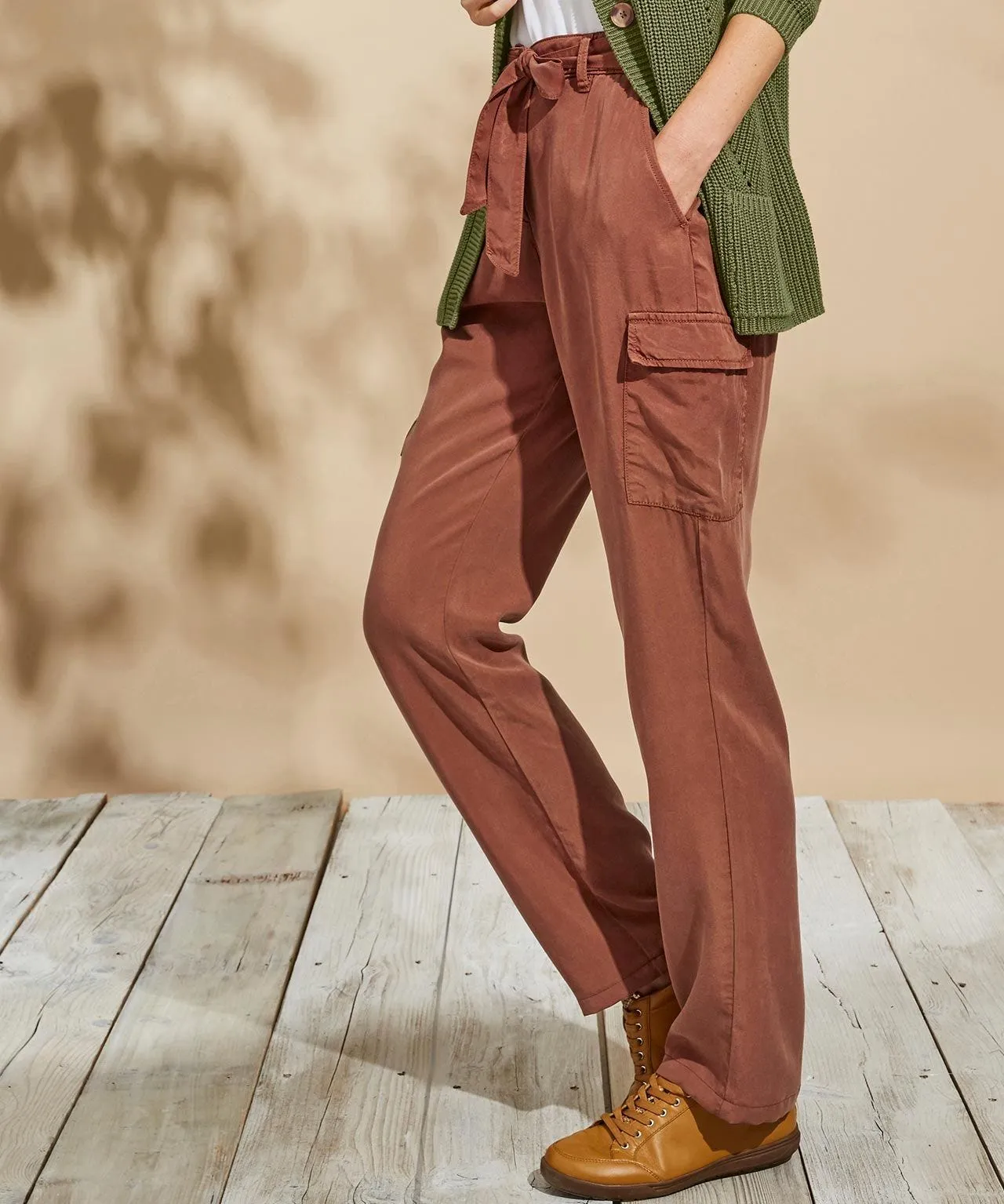 Cargo Trousers with Stylish Tie Waist