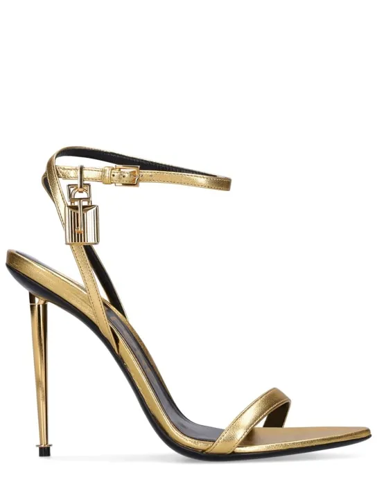 Tom Ford 105mm Padlock metallic leather sandals