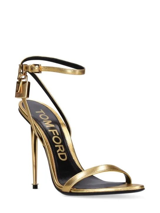 Tom Ford 105mm Padlock metallic leather sandals