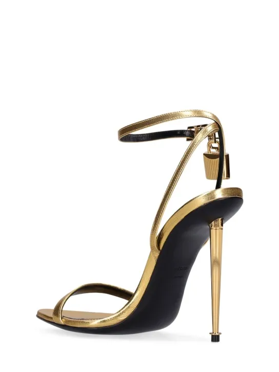 Tom Ford 105mm Padlock metallic leather sandals