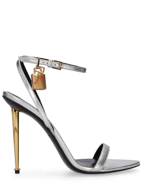 Tom Ford 105mm Padlock metallic leather sandals