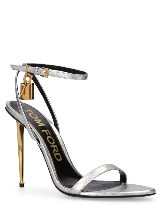 Tom Ford 105mm Padlock metallic leather sandals