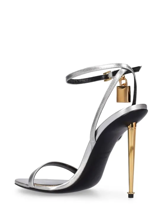 Tom Ford 105mm Padlock metallic leather sandals