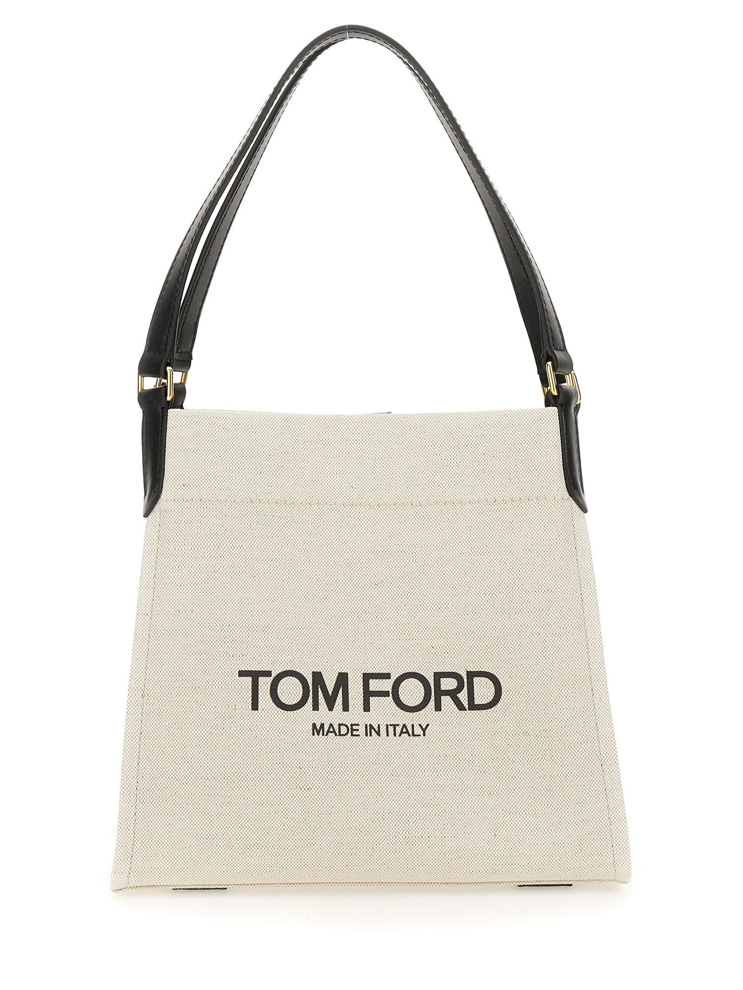 TOM FORD COTTON CANVAS AND LEATHER MEDIUM AMALFI BAG