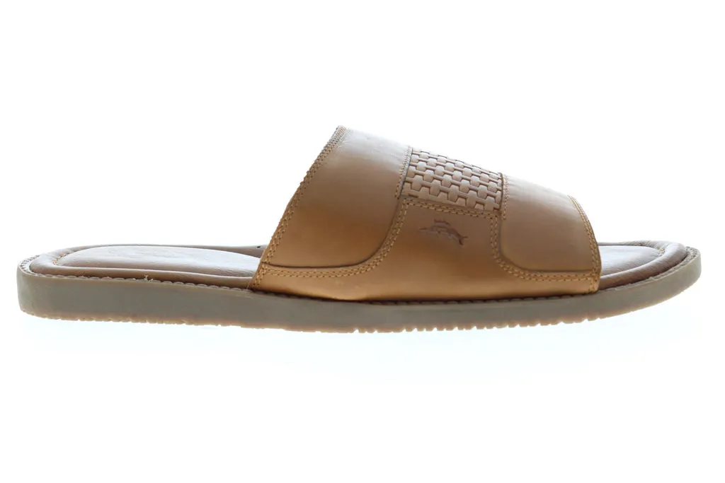 Tommy Bahama Brown Leather Slides Sandals Gennesee Palms TB8M10093