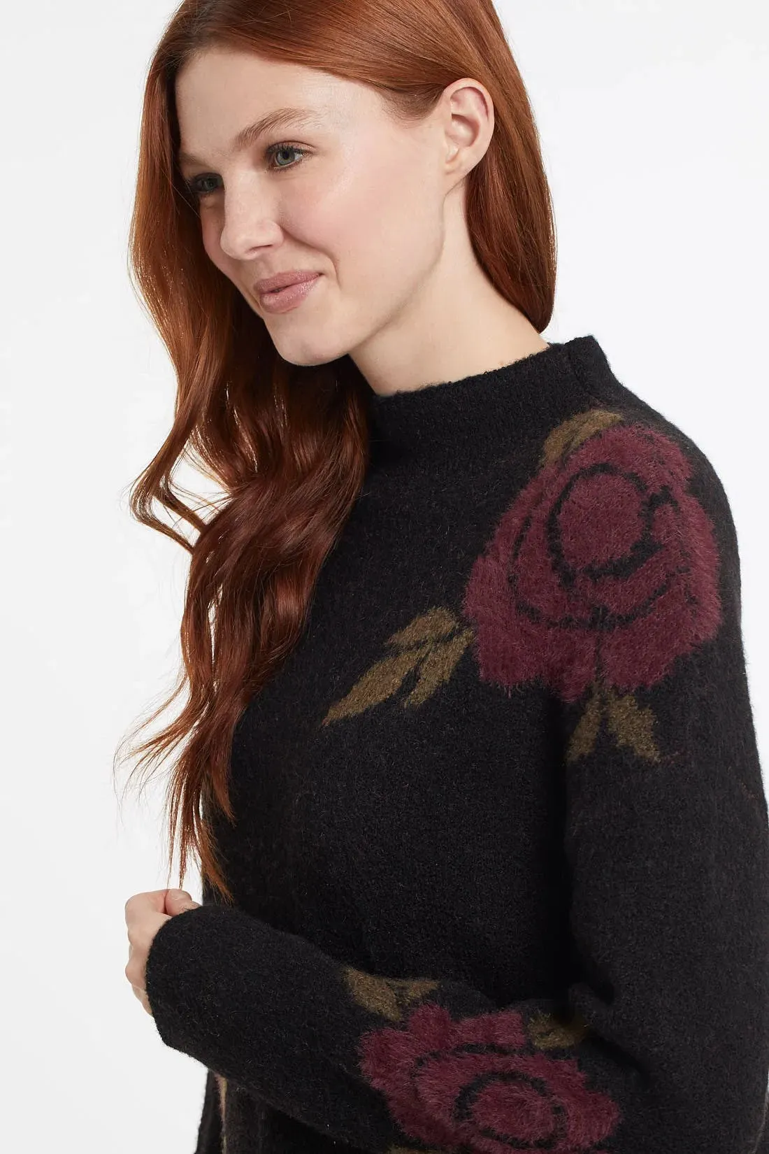 Tribal Women's Funnel Neck Sweater made of Eyelash Yarn.