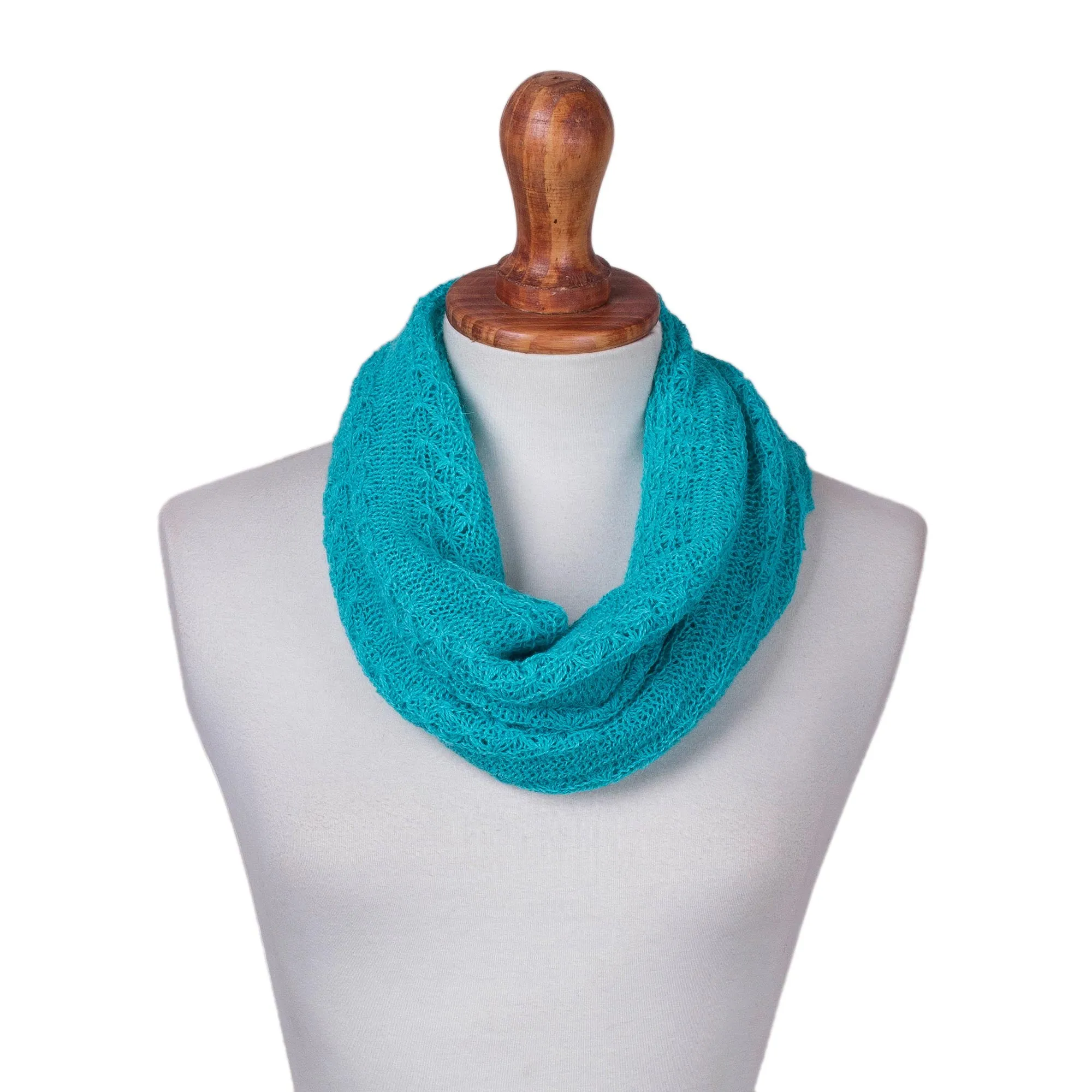 Alpaca Blend Turquoise Knit Neck Warmer from Peru