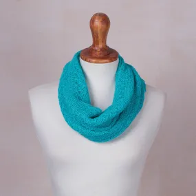 Alpaca Blend Turquoise Knit Neck Warmer from Peru