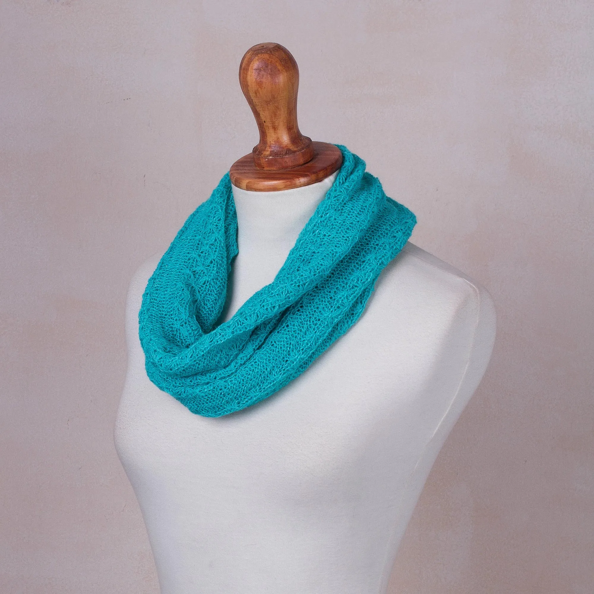 Alpaca Blend Turquoise Knit Neck Warmer from Peru