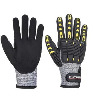 Portwest Grey Black Impact Resistant Cut Resistant Glove Unisex Adult