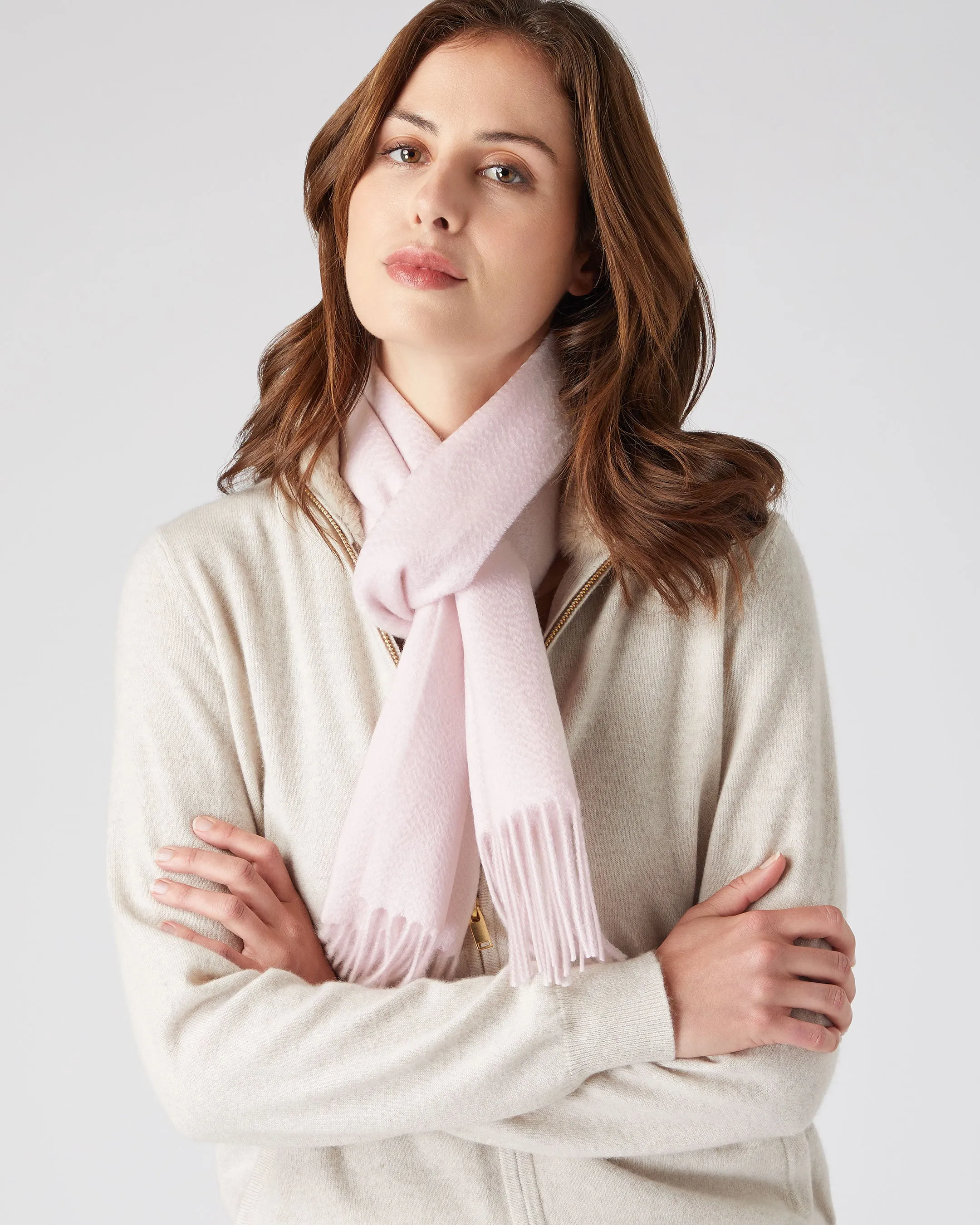 Quartz Pink Unisex Cashmere Scarf - Woven