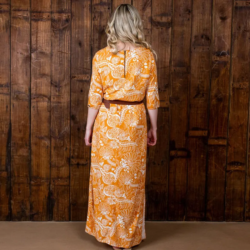 V-Neck Maxi Dress in Amber - Zanzibar Explorer