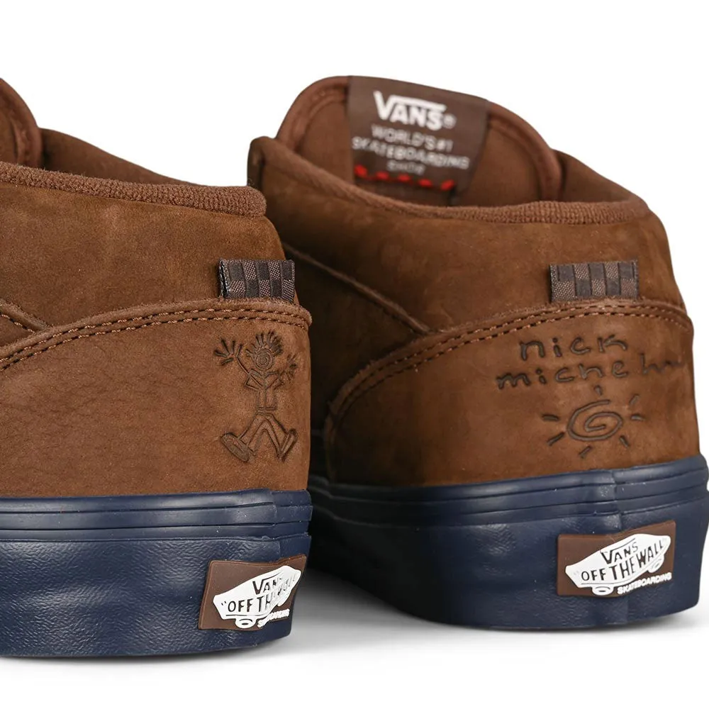 Vans Half Cab '92 Nick Michel Skateboard Shoes in Brown and Navy